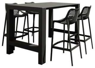 Vegas Air 5-Piece Bar Set With 39"-55" Extendable Black