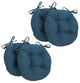 16" Solid Twill Round Tufted Chair Cushions, Set of 4, Indigo