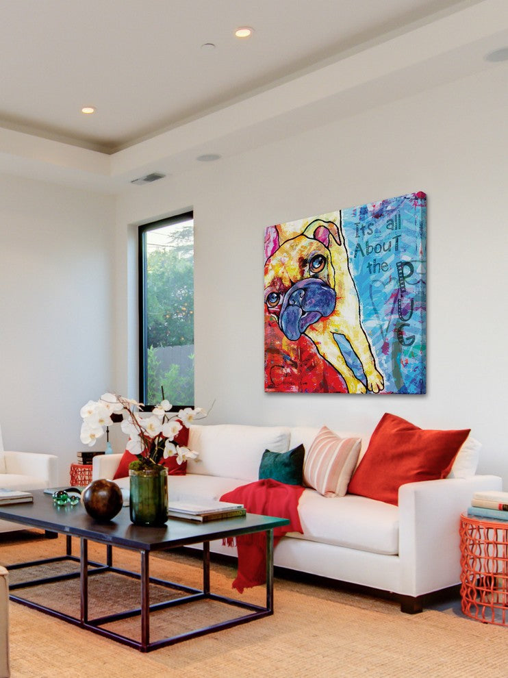 "Pug II Pop Art" Painting Print on Wrapped Canvas