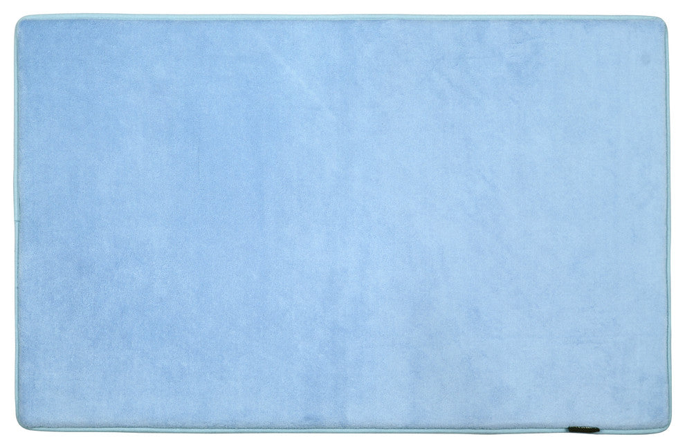 Fabbrica Home Memory Foam Accent Rug, Solid, Sky Blue