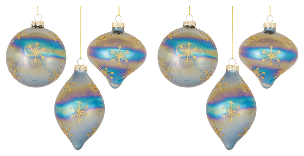 Irredescent Glass Snowflake Ornament, 6-Piece Set