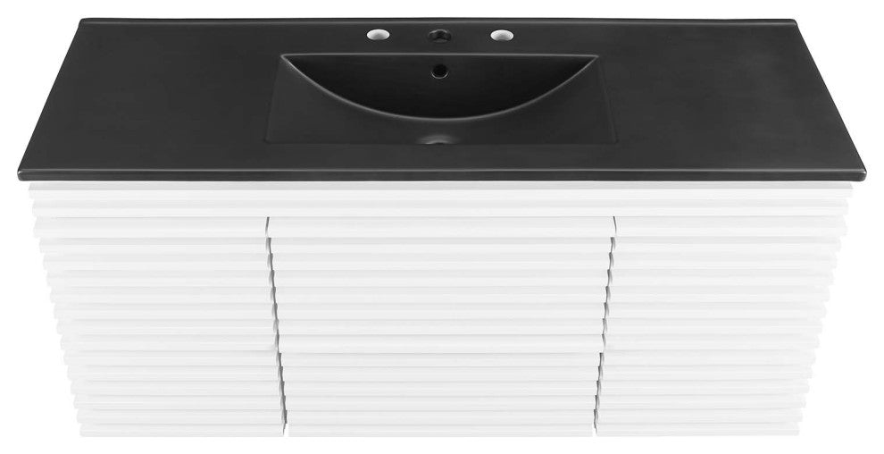 Render 48" Wall-Mount Bathroom Vanity, White Black