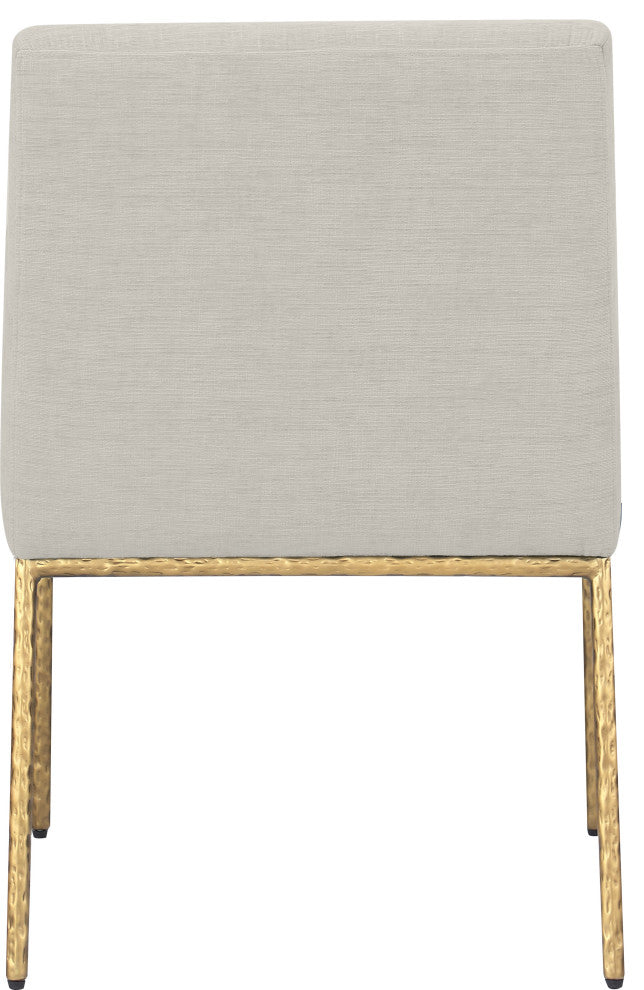 Reeves Upholstered Dining Chair, Cream, Chenille , AC,  Brushed Brass, Set of 2