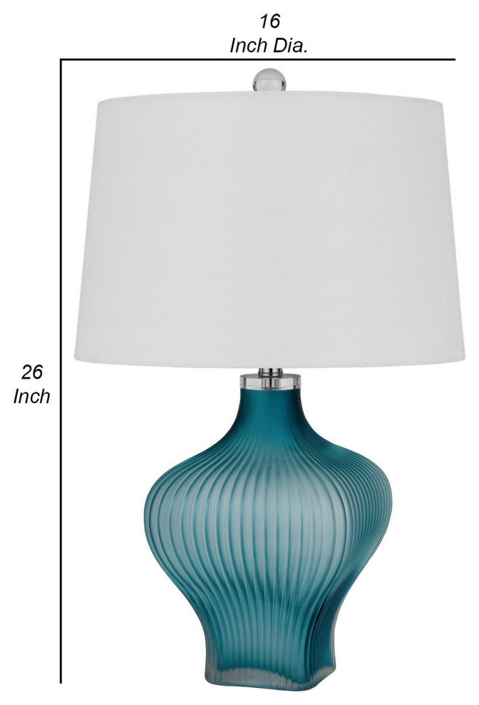 Benzara BM282150 26" Accent Table Lamp, Unique Tapered Glass Base, Aqua Blue