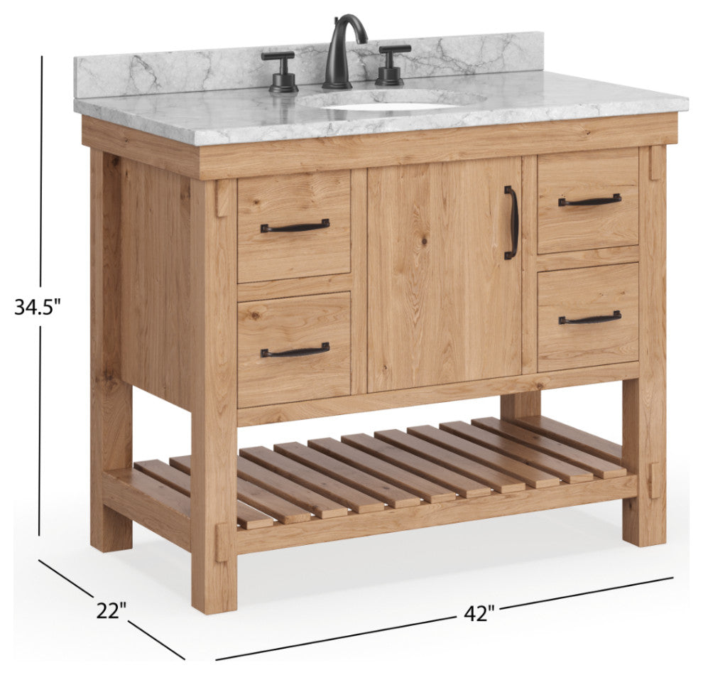 Bosque Bath Vanity, Driftwood, 42", Single Sink, Undermount, Freestanding