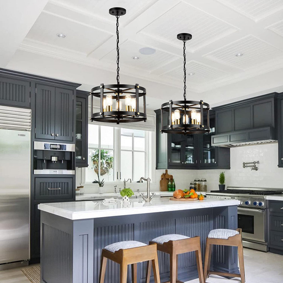 5 Light Farmhouse Chandelier Industrial Hanging Pendant Light Fixture