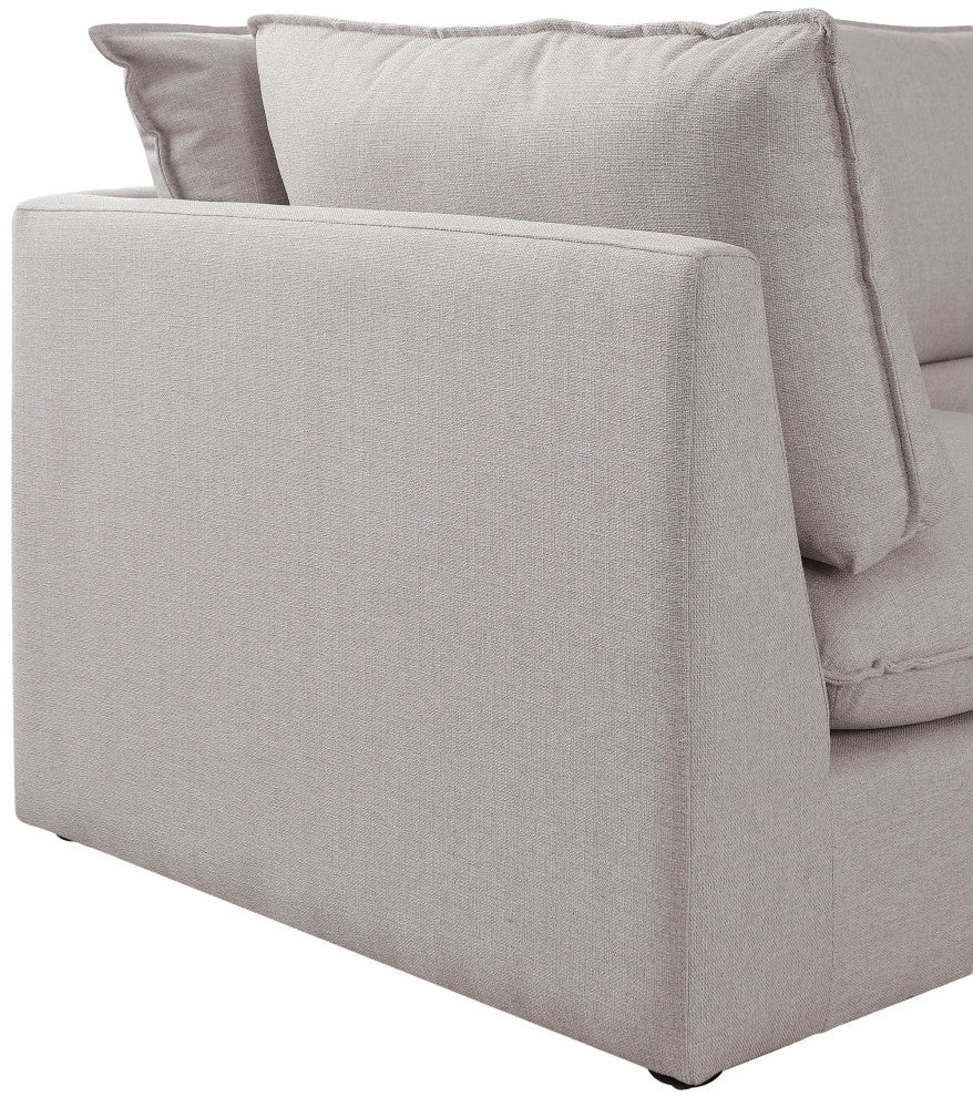 Mackenzie Linen Textured Fabric 6-Piece Modular L-Shaped Sectional, Beige