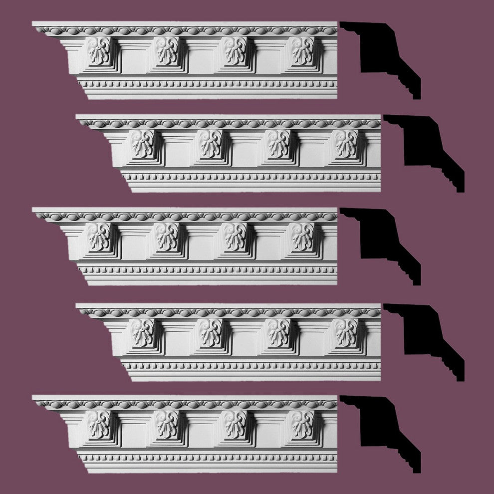 Ornate Cornice White Urethane Three Rivers Design 5 Pcs 470" Length