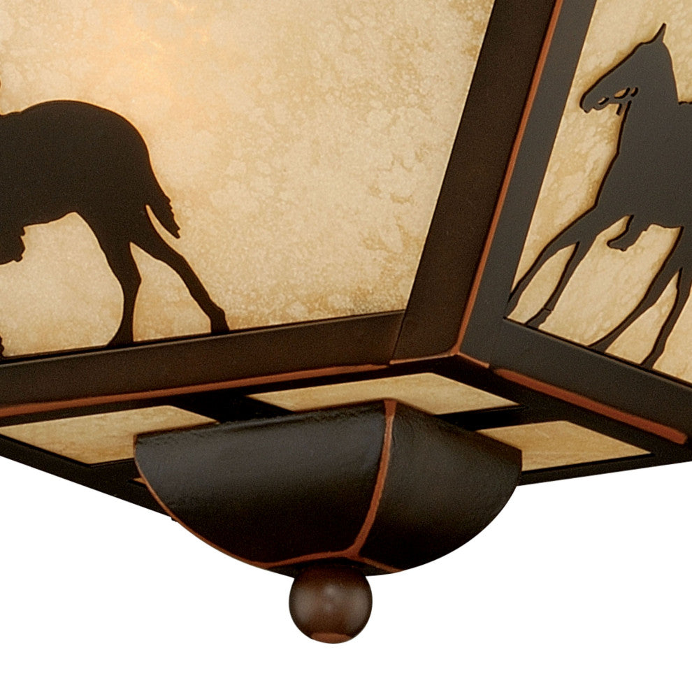 Trail 14" Horse Outdoor Flush Mount Ceiling Light Burnished Bronze
