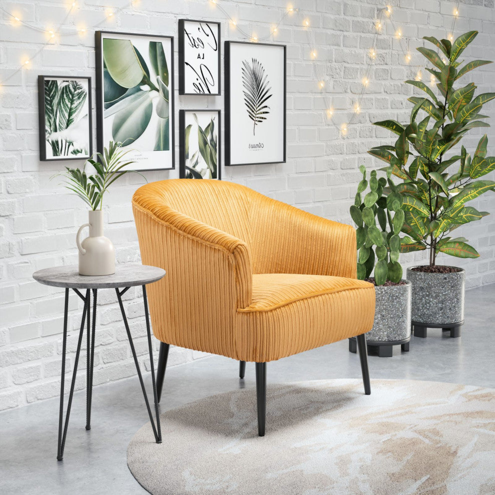 Accent Chair, Steel Metal, Fabric, Yellow, Black, Lounge Cafe Lobby Hospitality