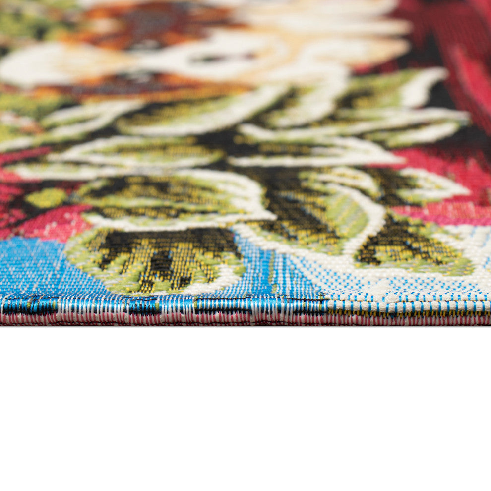 Esencia Wagon Wonderland Indoor/Outdoor Mat Blue 2'5"x3'11"