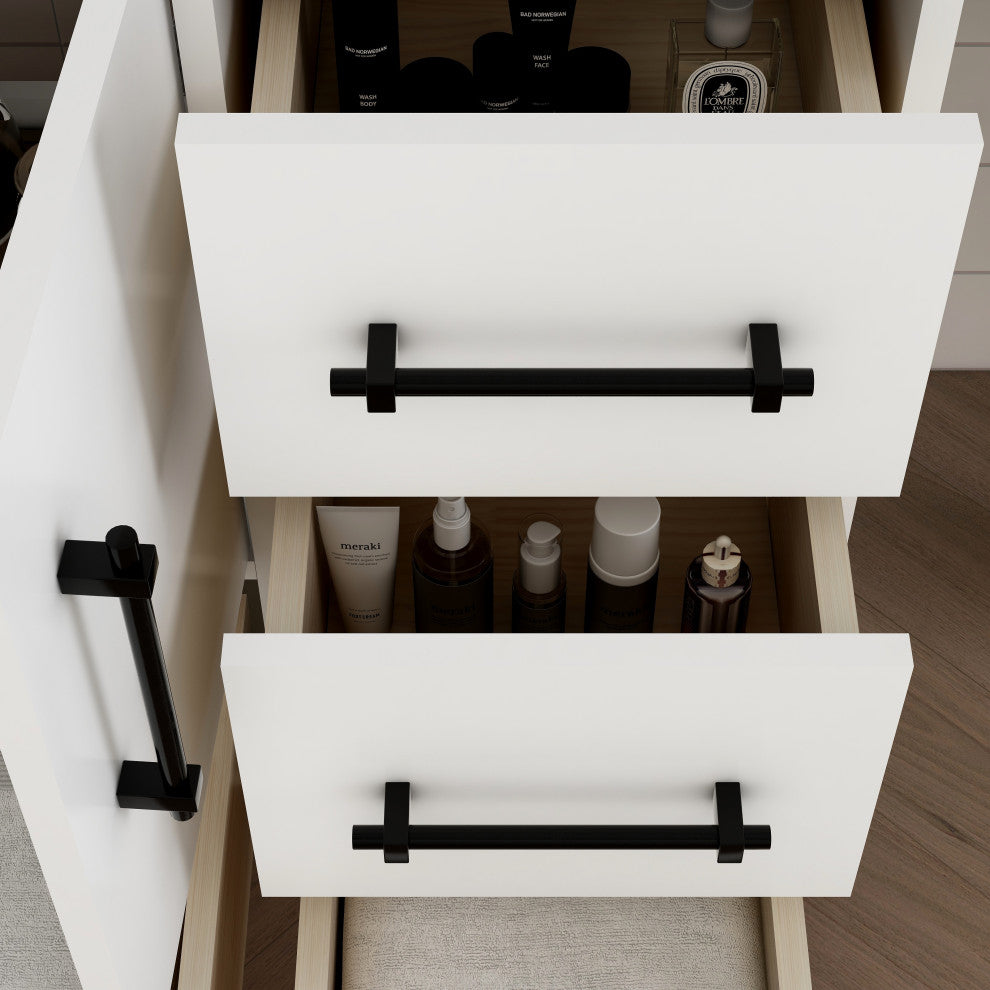 Victoria 42" Solid Wood Bath Vanity Right Side Drawers, Glossy White