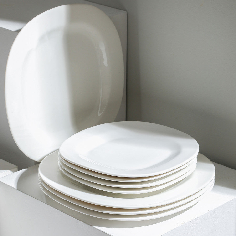 Stone Lain Quadro Porcelain Dinner Plate Set of 4, White