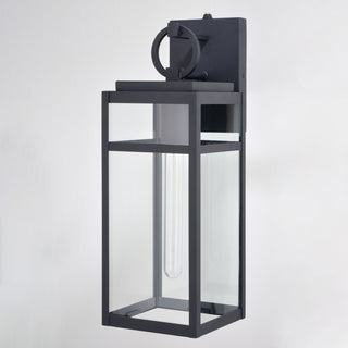 Hubbard 6-in 1 Light Dusk to Dawn Black Outdoor Wall Lantern Clear Glass Shade
