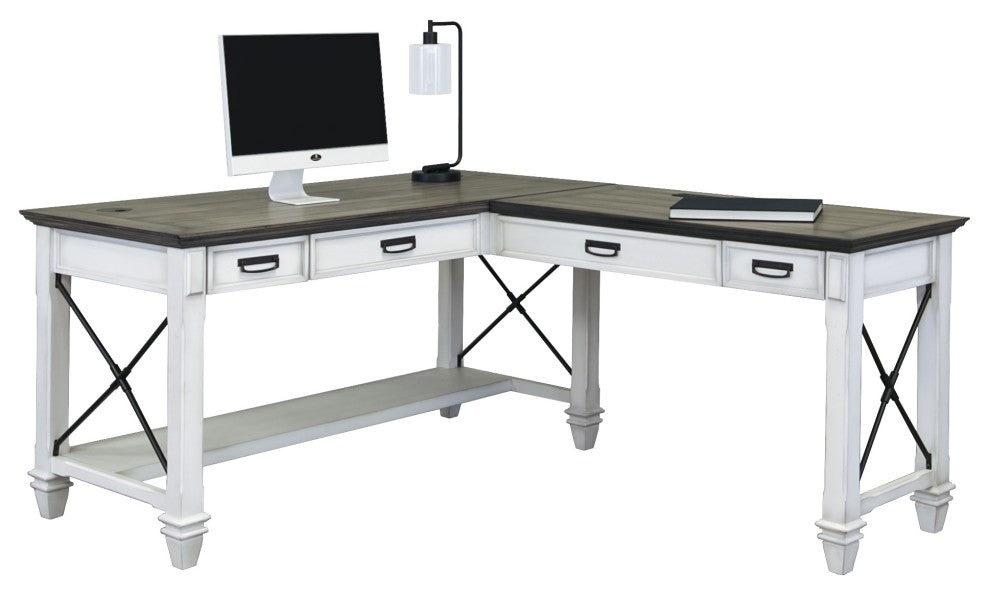 Martin Furniture Hartford Open L-Shaped Desk, White