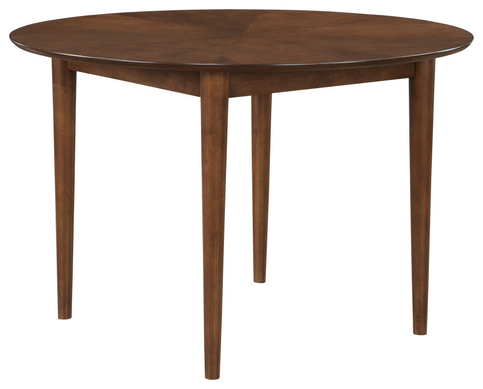 Bonito 5-Piece 47-in. Round Dining Set, Walnut Finish, Midnight Blue Faux Leather