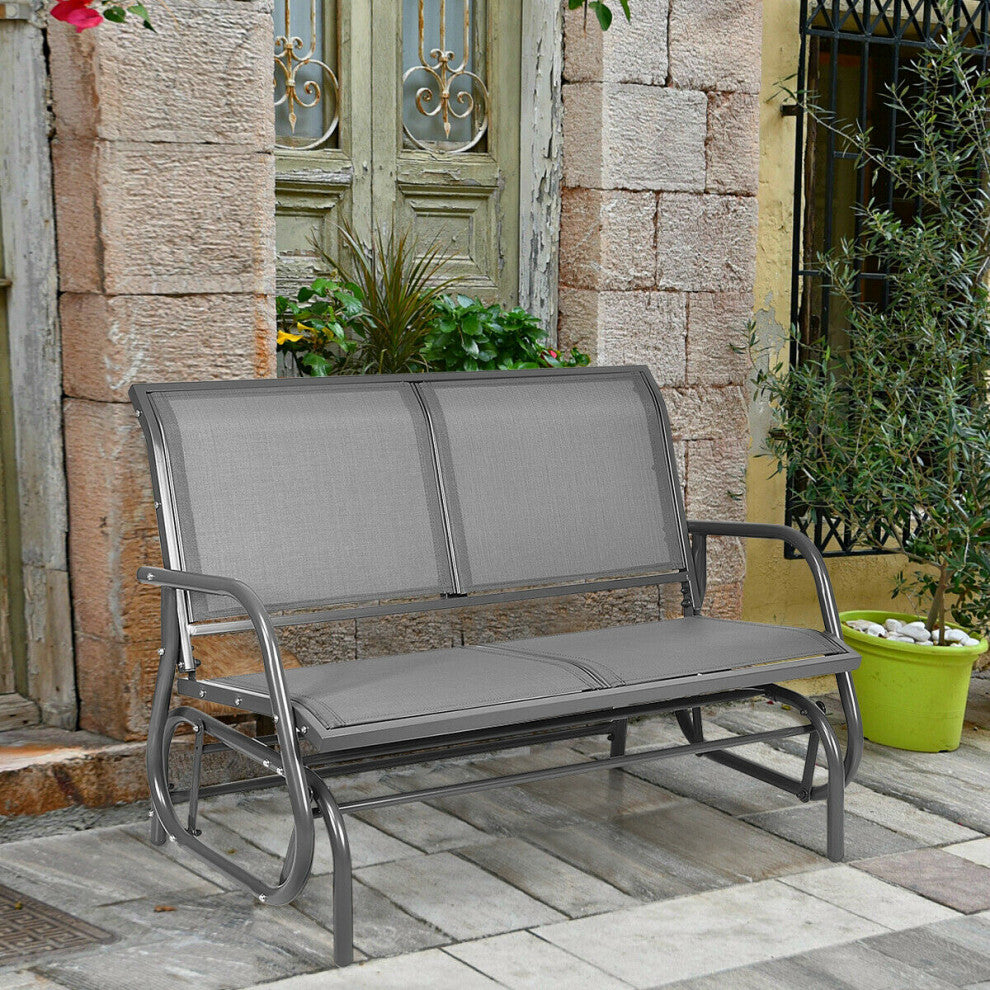 Costway 48'' Outdoor Patio Swing Glider Bench Chair Loveseat Rocker Grey