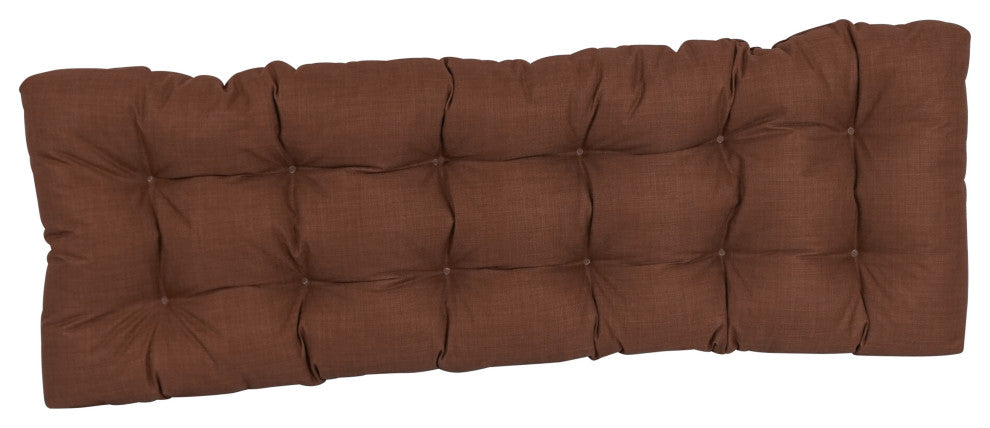 55"X19" Tufted Solid Outdoor Spun Polyester Loveseat Cushion, Cocoa
