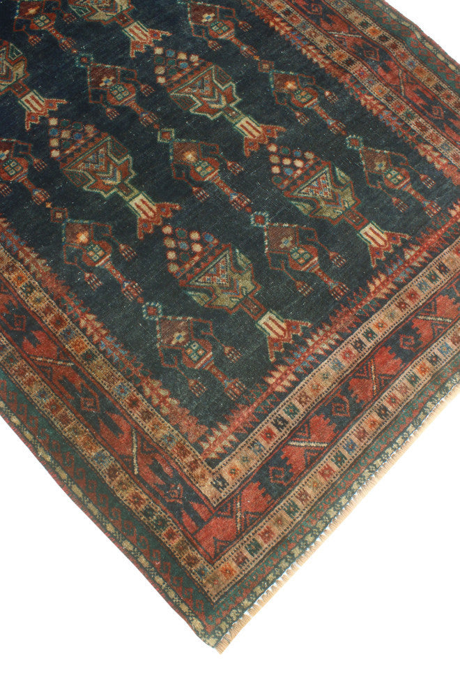 Vintage Distressed Francisca Charcoal/Burgundy Runner, 3'9x8'8