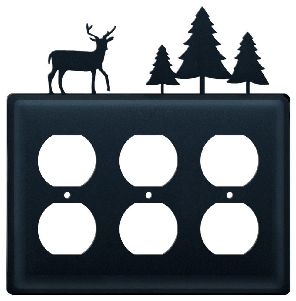 Triple Outlet Cover, Deer and Pine Trees