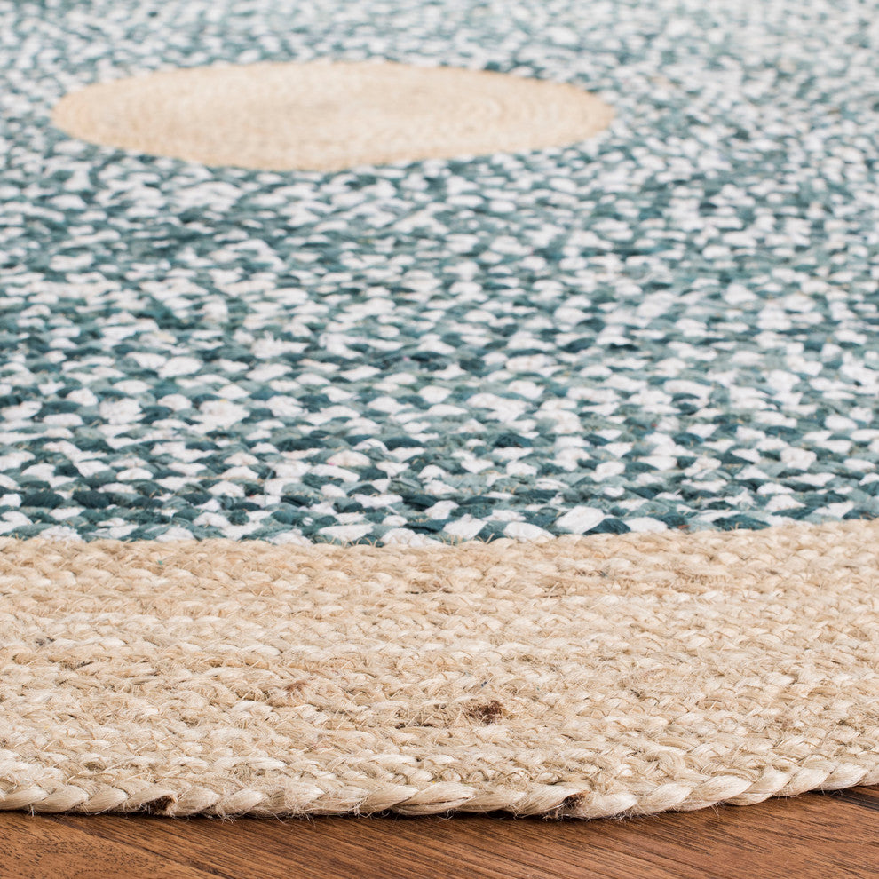 Safavieh Cape Cod Collection CAP210 Rug, Light Blue/Natural, 5' Round
