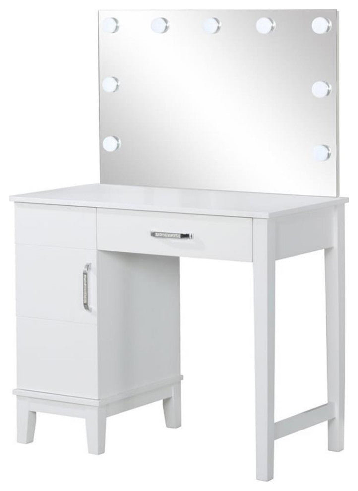 Coaster Elijah Wood Vanity Set with LED Lights White and Dark Gray