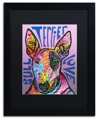 Dean Russo 'Bull Terrier Luv' Art, Black Frame, Black Matte, 20"x16"