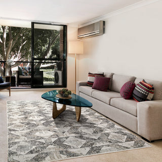 Dynamic Rugs Refine Shrink Poly Area Rug, Beige Cream Slate, 7'x9'6"