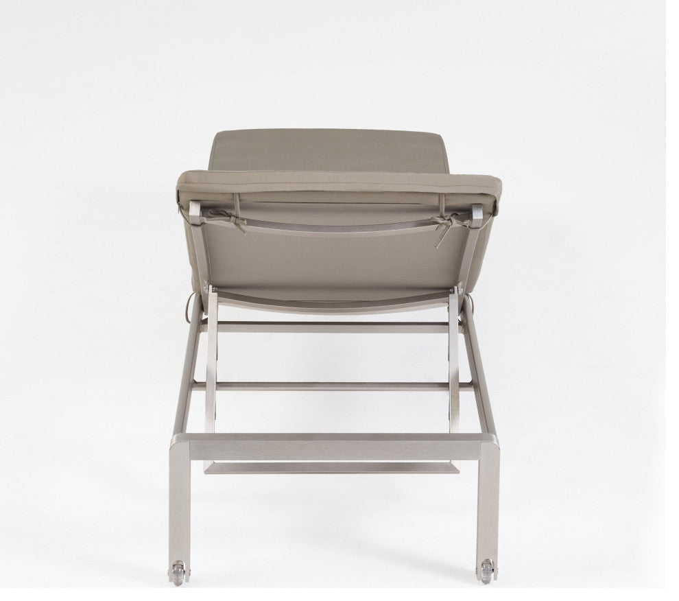 Preston Outdoor Chaise Lounge With Cushion, Khaki/Gray