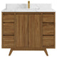 Madison Teak 42 Single Sink Bath Vanity in Dark Natural 1.5" Calacatta Laza