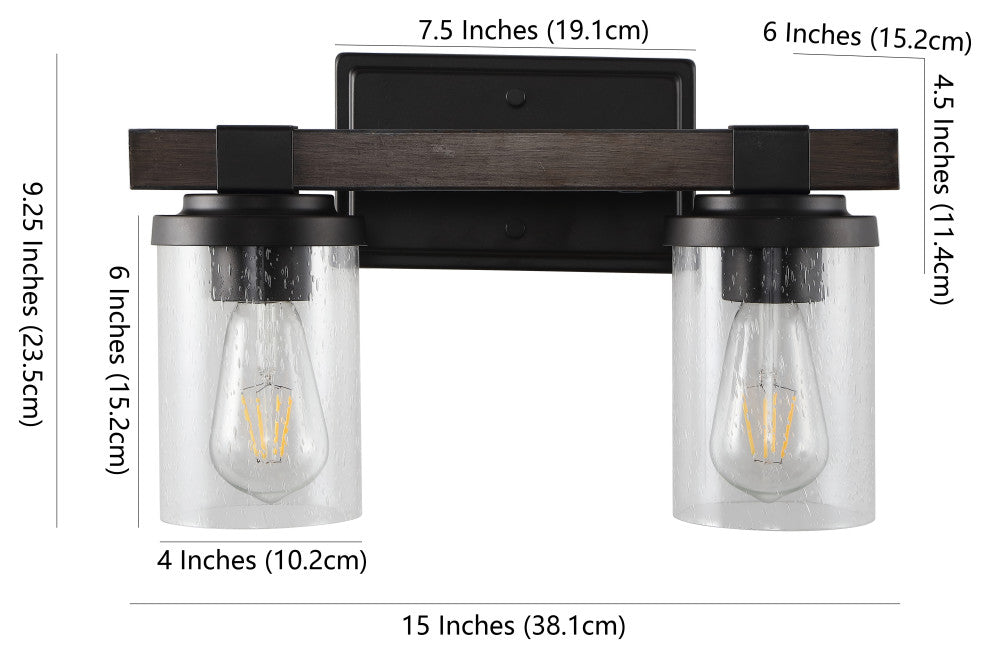 Bungalow Iron LED Vanity Light, Oil Rubbed Bronze, 2 Bulb