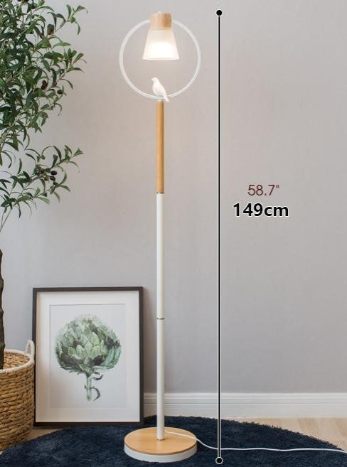 Corseaux | Creative Bell-Shaped LED Wooden Floor Lamp, Black, Bird