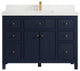 Sonoma 48 Single Sink Reeded Bath Vanity in Hale Navy Blue 2" White Quartz