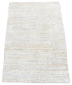 Light Beige Silk With Textured Wool Modern Design Hand Knotted Mat Rug, 2'x3'