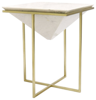 Pasargad Home Perama Marble and Stainless Steel Side Table