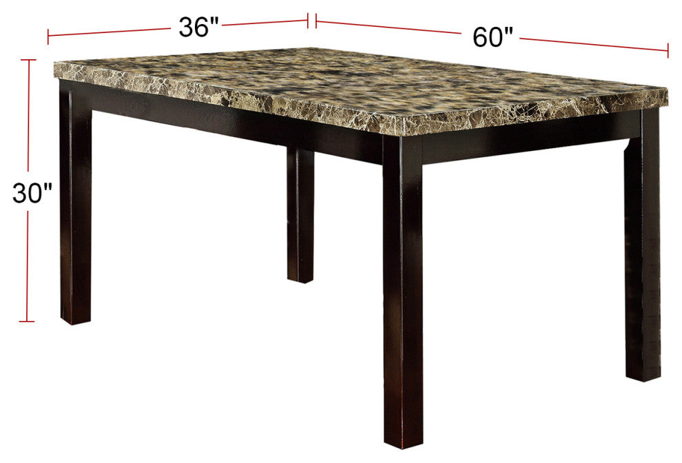 Faux Marble Top Dining Table, Brown