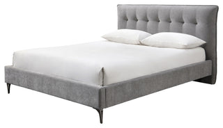 Safavieh Couture Rexsie Tufted Headboard Bed, Dark Grey/Black, Queen