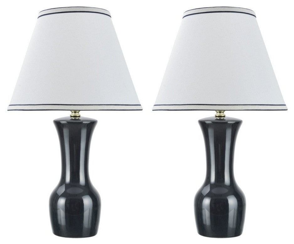 40066-3, Two Pack Set, 20" High, Traditional Ceramic Table Lamp, Dark Gray