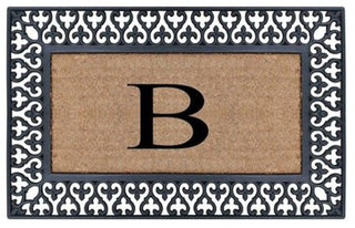 Club Border Black/Beige 18"x30" Monogrammed Doormat