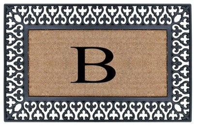 Club Border Black/Beige 18"x30" Monogrammed Doormat