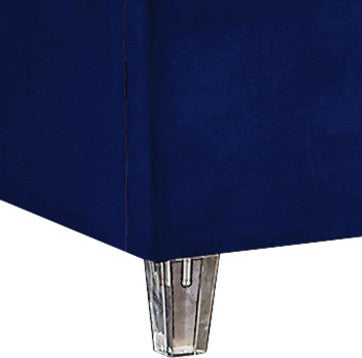Candace Velvet Upholstered Bed, Navy, Queen