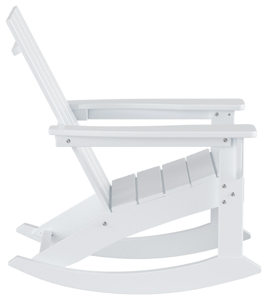 WestinTrends 3PC Outdoor Patio Adirondack Rocking Chair, Side Table Set, White