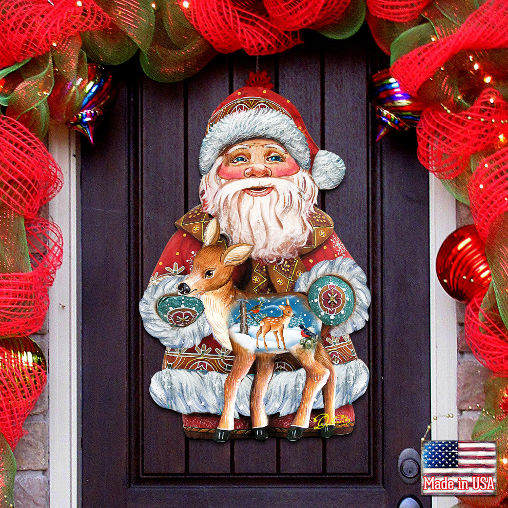 Holiday Fawn, Wooden Decorative Door Hanger