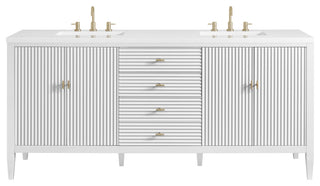 Myrrin 72" Double Vanity, Bright White, 3 CM White Zeus Top