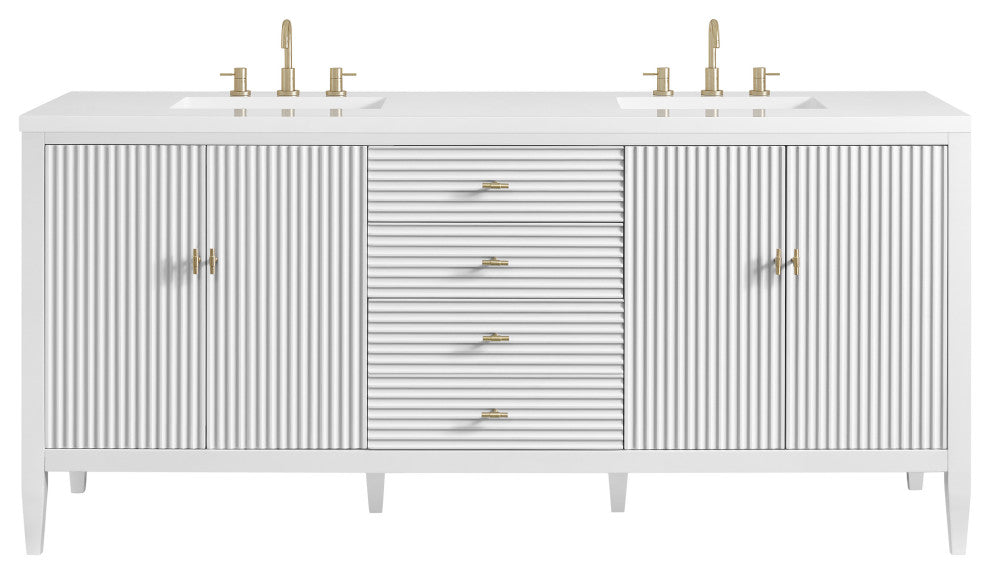 Myrrin 72" Double Vanity, Bright White, 3 CM White Zeus Top