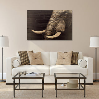 "Elephant" Wall Art Giclee Printed On Solid Fir Wood Planks