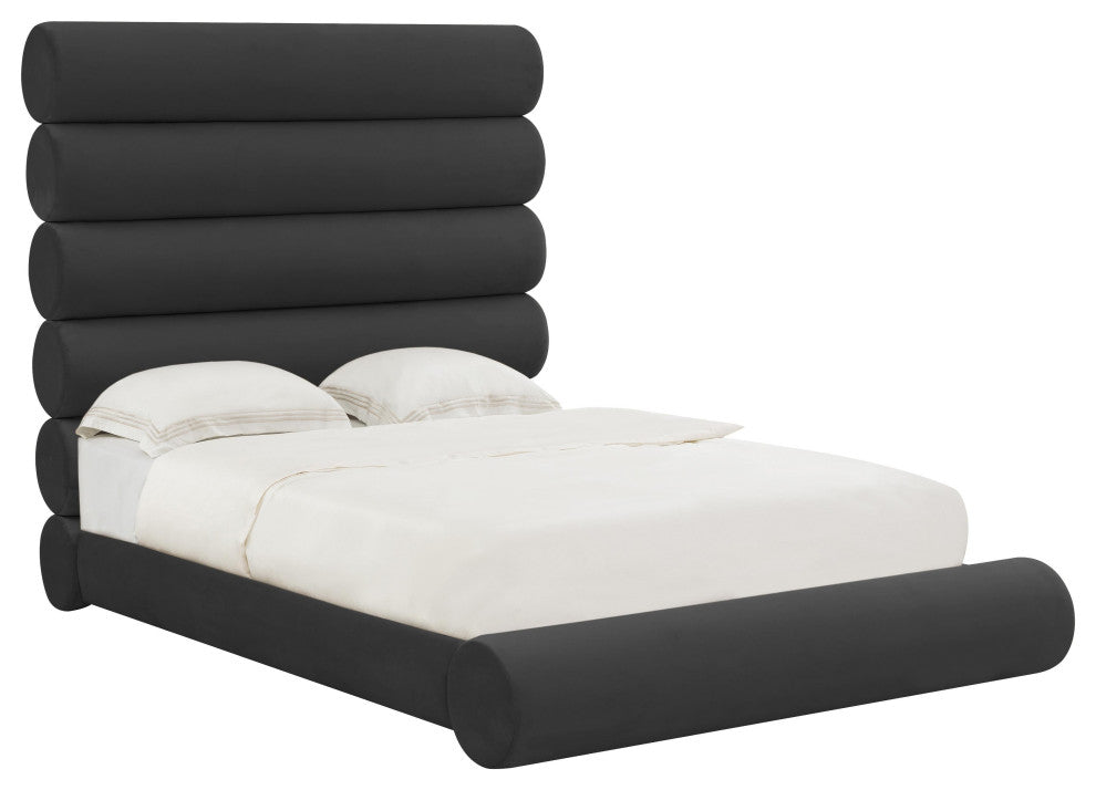 Durwin Black Velvet Bed in Queen