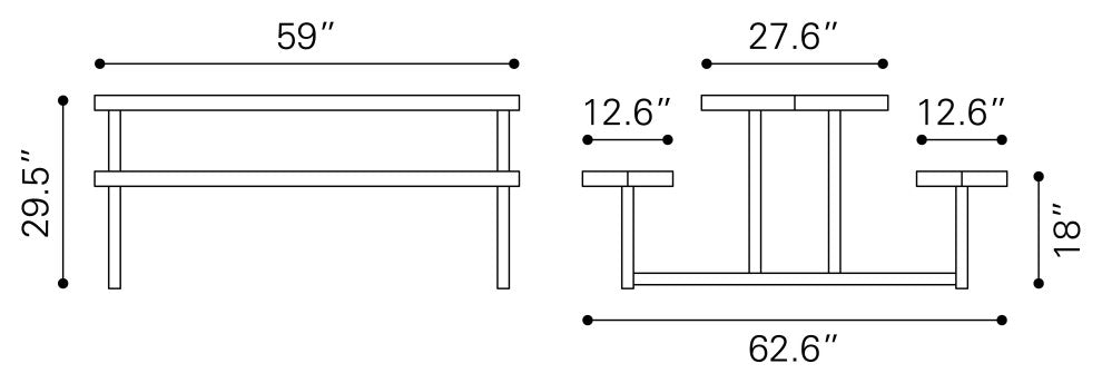 Cuomo Picnic Table Brushed Aluminum