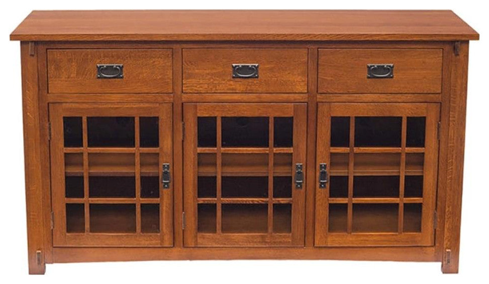 Crafters and Weavers Arts and Crafts Wood Sideboard in Cherry