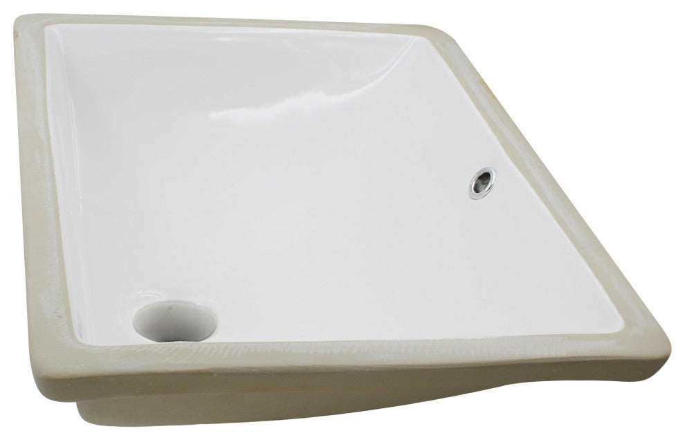 NP-U193906 Rectangular Undermount White Porcelain Sink, Overflow Drain Options, Matte Black